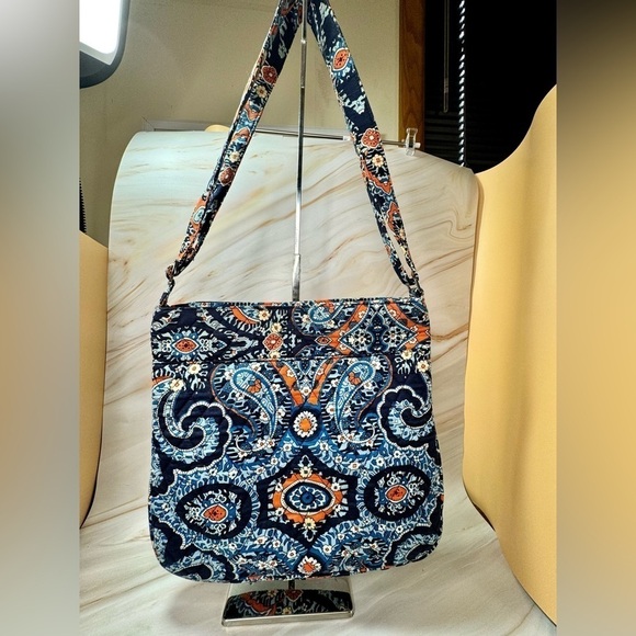 Triple Zip Hipster Vera Bradley Crossbody Bag - Blue And Orange - Picture 2 of 12